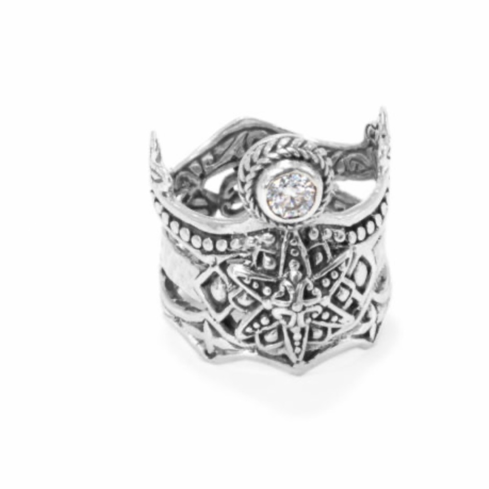 SARDA Moissanite silver ring, size 10 but fits a 9 due to thickness of the ring